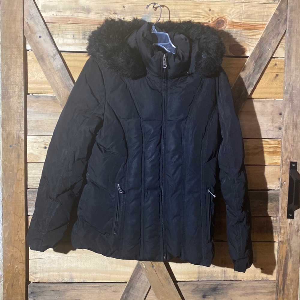 Calvin Klein Rare Puffer Down Filled Removable Faux Fur Trimmed Hood Size L